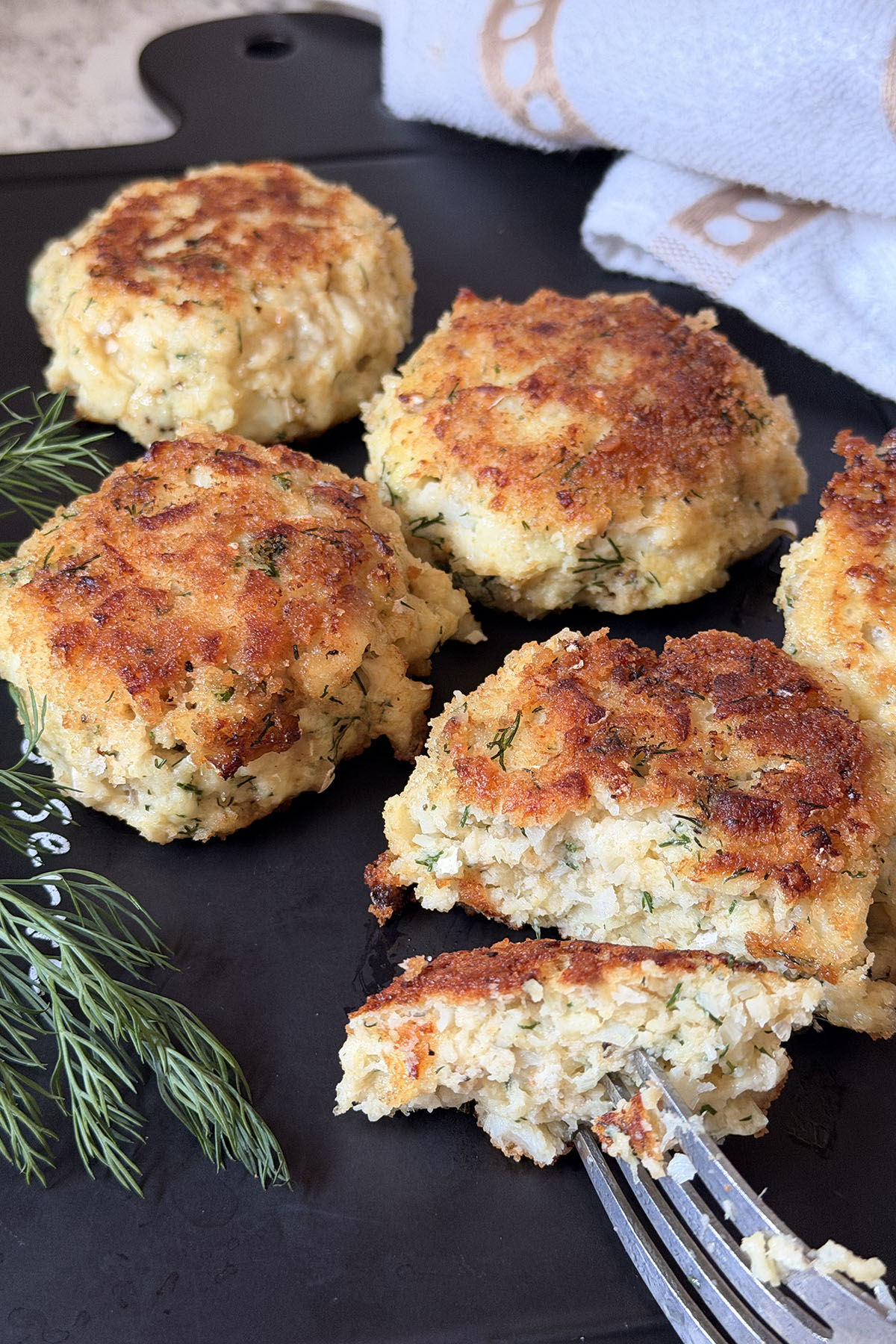 Crispy Cod Fish Cakes with Fresh Dill