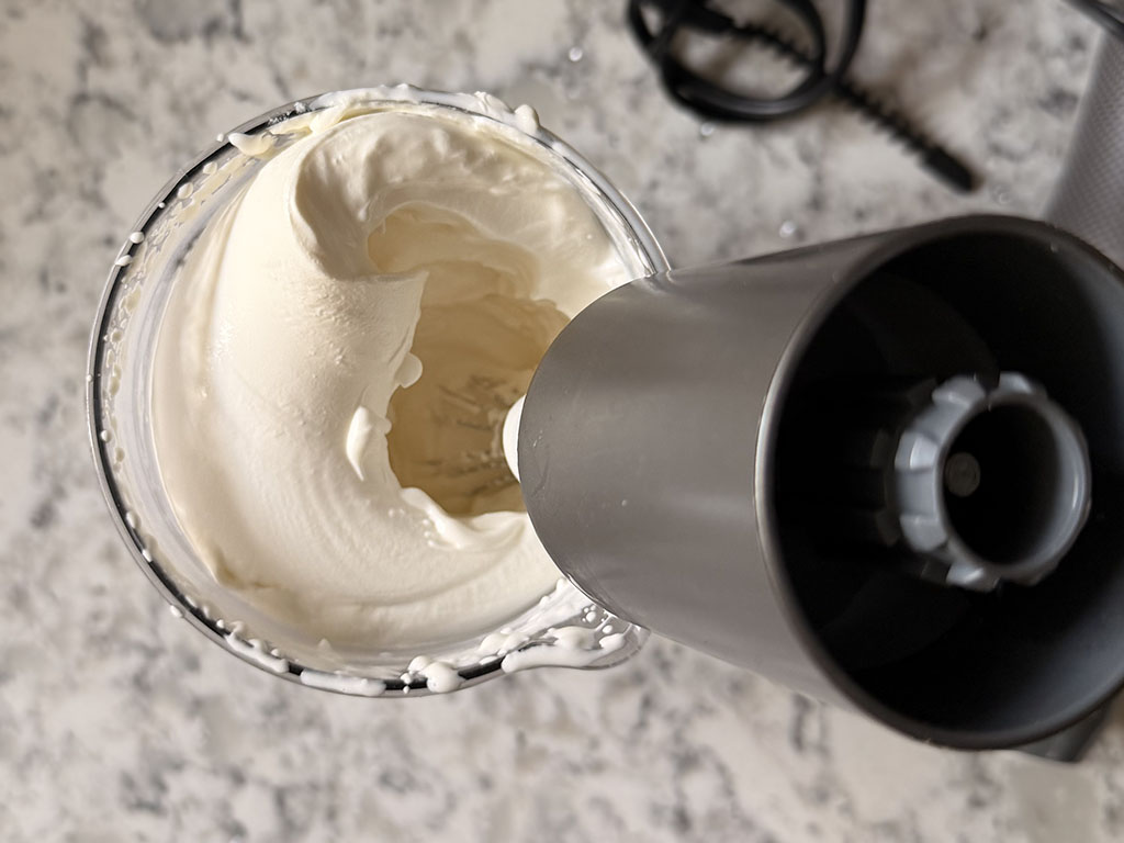 Maple cream filling in a blender cup.