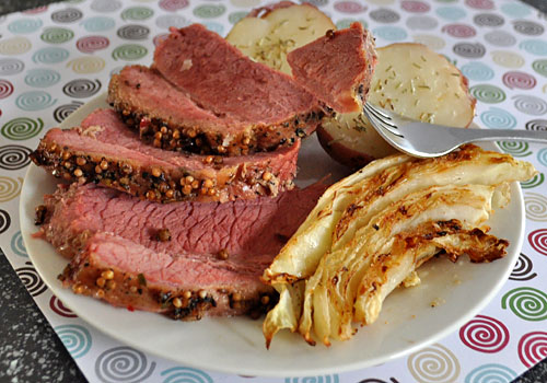 Baked Corned Beef with Potatoes and Cabbage