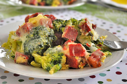 Broccoli Baked with Ham and Cheese