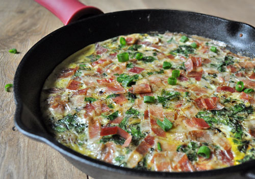 Spinach, Potatoes and Eggs Breakfast Skillet
